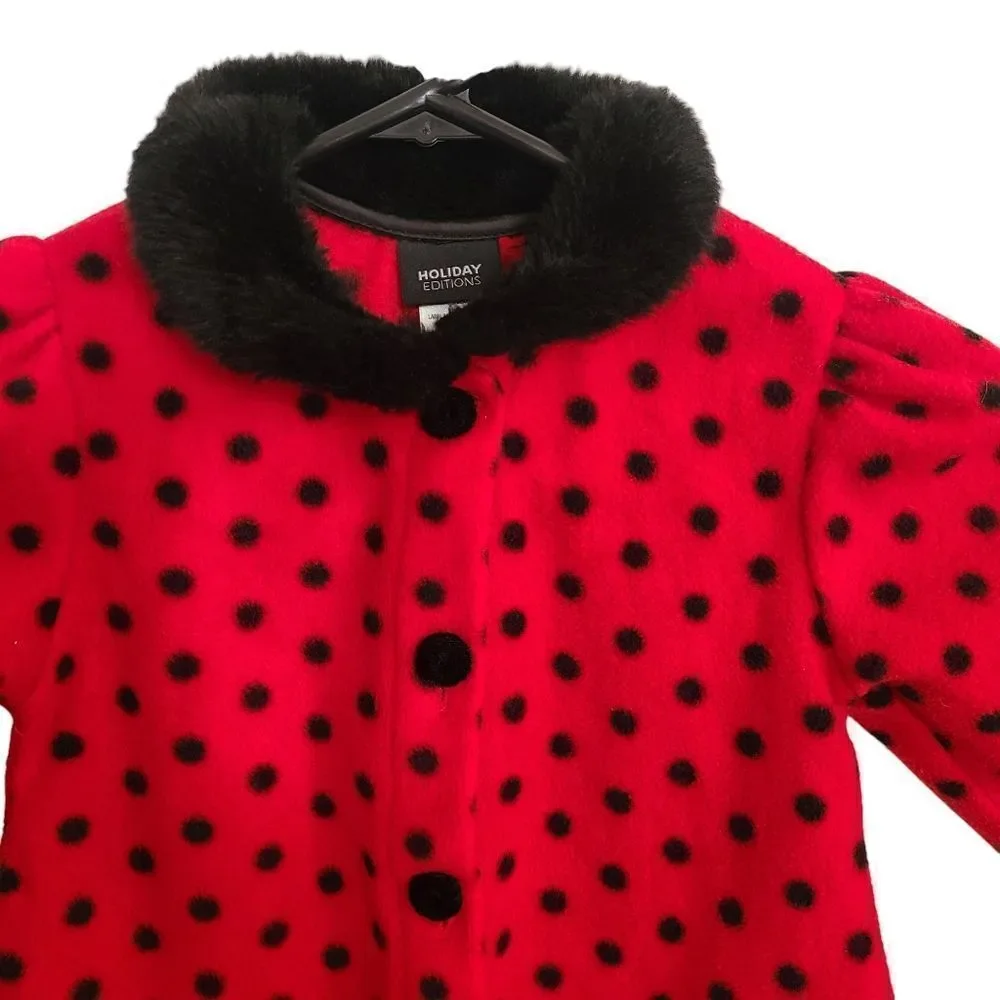 Holiday Editions Coat Velvet Scottie Dog Toddler Faux Fur sz 2T‎